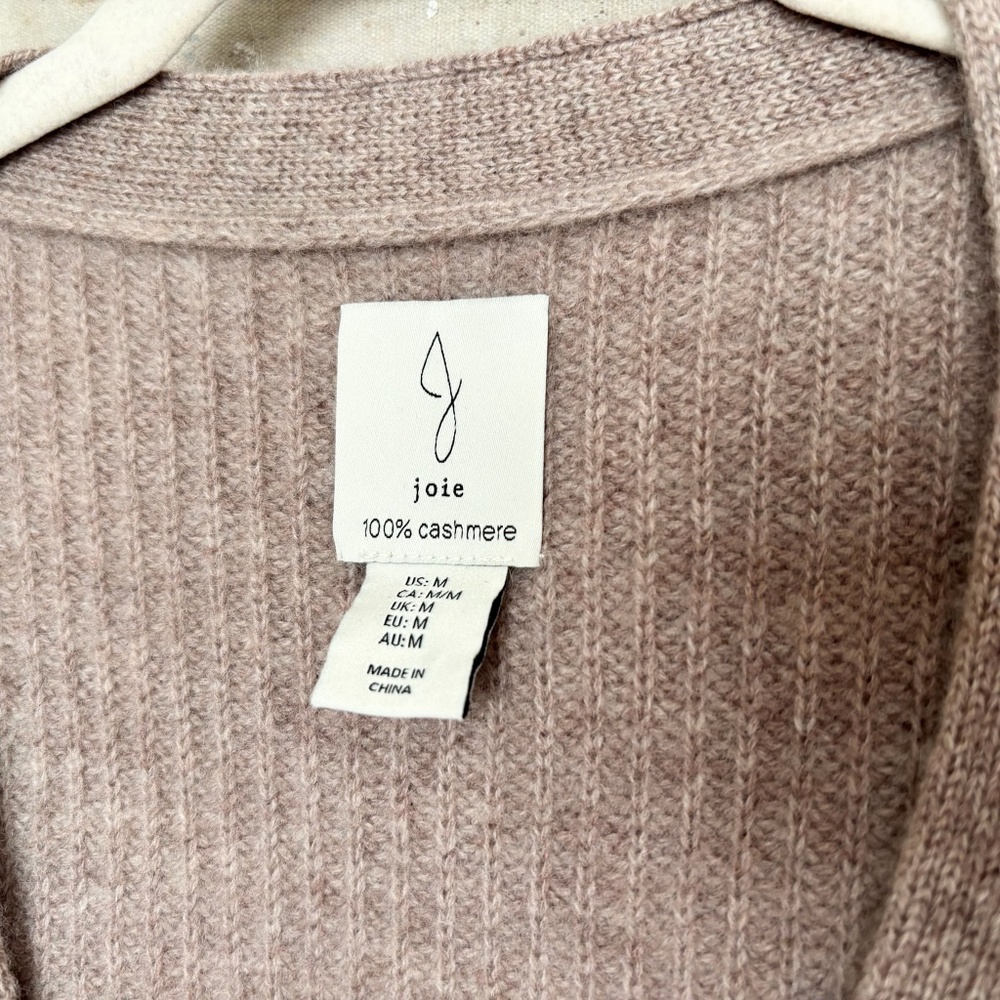 Joie V-Neck 100% Cashmere Ribbed Knit Button Front Cardigan Sweater - Picture 2 of 3